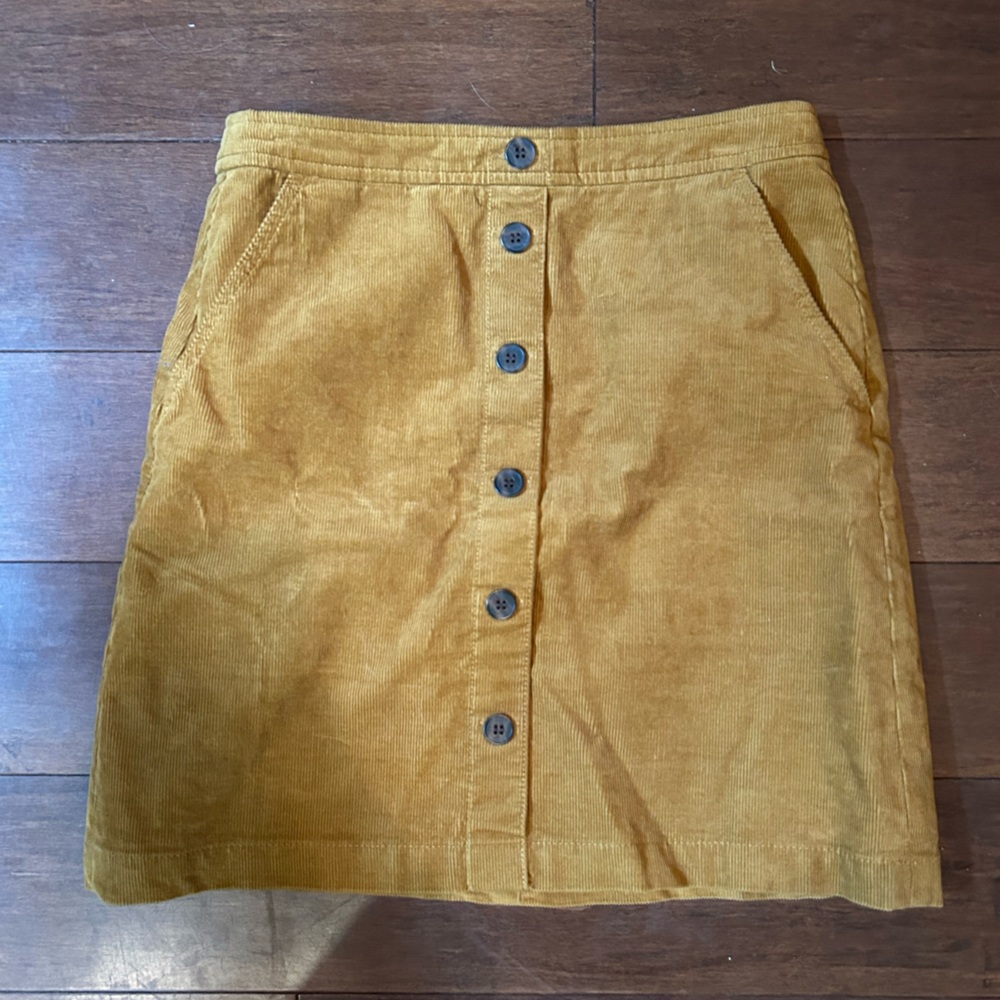J. Crew Tan/Mustard Button-Front Pencil Skirt